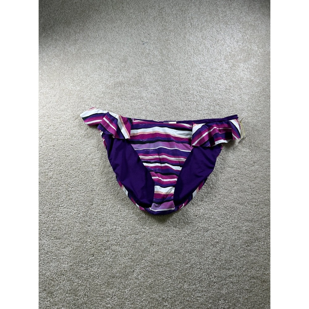 Mynah Women's Swimwear Purple Striped Bikini Bottom XXL Nylon‎ Spandex